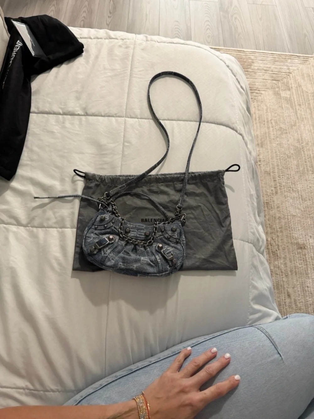 Balenciaga Distressed Denim Mini Crossbody Bag - Blue - Picture 2 of 3